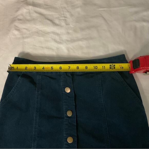 Altar’d State Dark Teal Corduroy Mini Skirt S Boho Fall Preppy Classic Academia - Picture 5 of 9